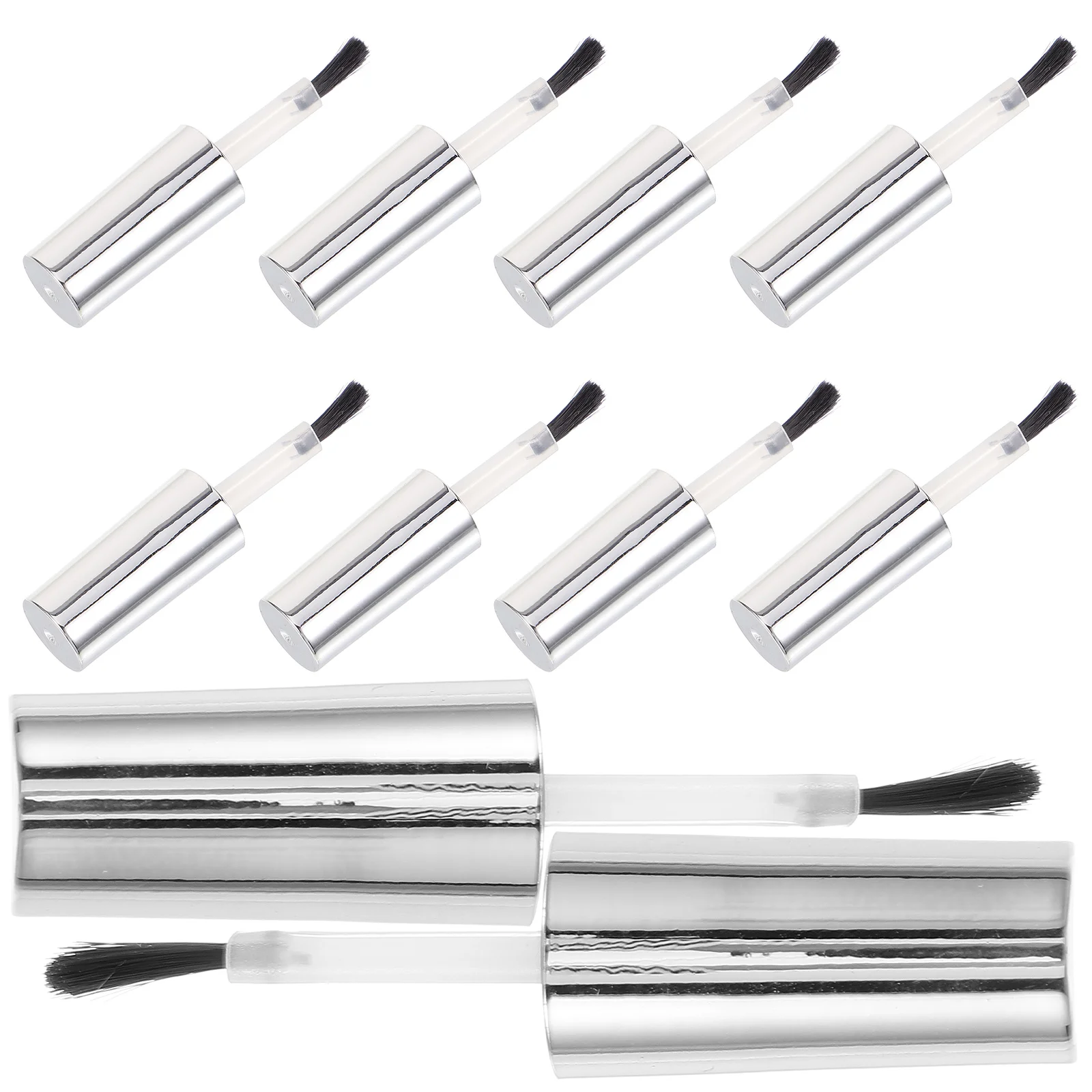 

10 Pcs Make Up Brushes Nail Gel Salon Supplies Small Bottle Caps Replacement Brush with Plastic Rayon Bottles Fingernail