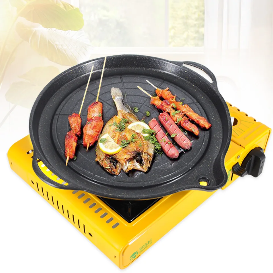 Multi-purpose Maifan Stone Non-stick Grilling Pan For Outdoor Camping And Indoor  Cooking (compatible With Electric And Gas Stove)