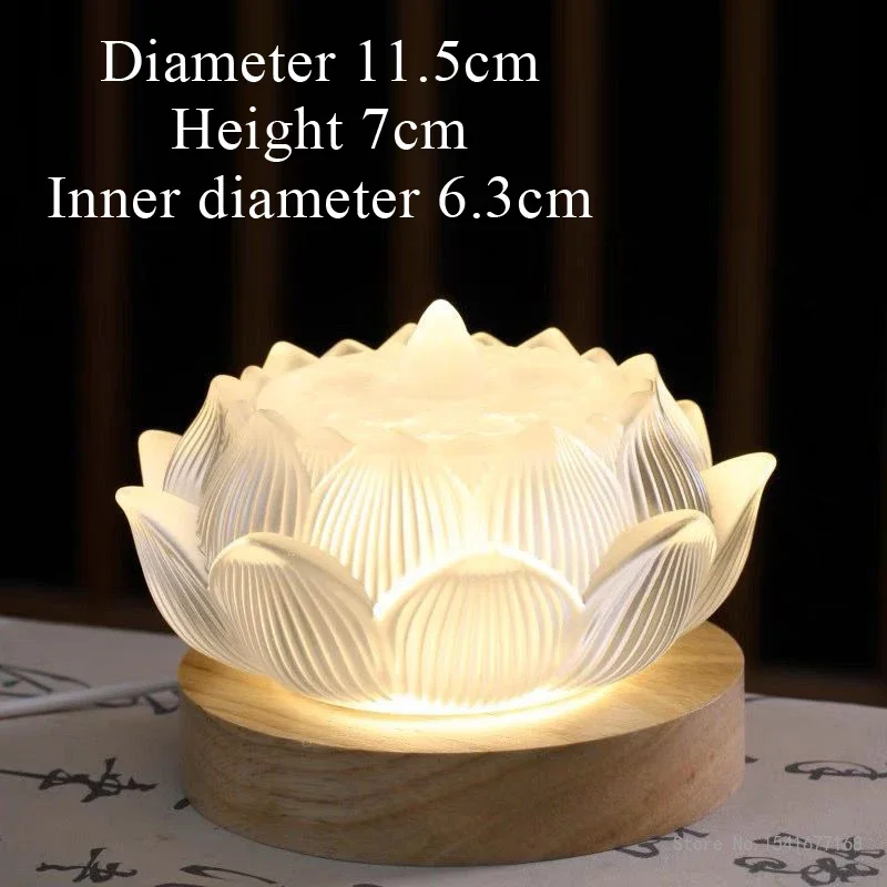 Glazed Lotus Shapeds Incense Burner, Charging Luminous Base, Living Room, Buddhist Hall, Indoor Supplies, Zen Meaning Decor, 1Pc