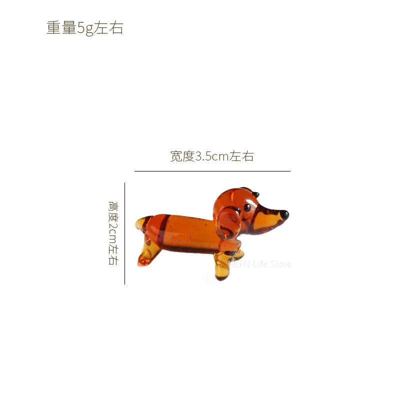 Mini Doggy Model Cute Cartoon Dog Glass Craft Ornaments Accessories Animal Statue Teddy Corgi Animal Statue Desktop Decoration
