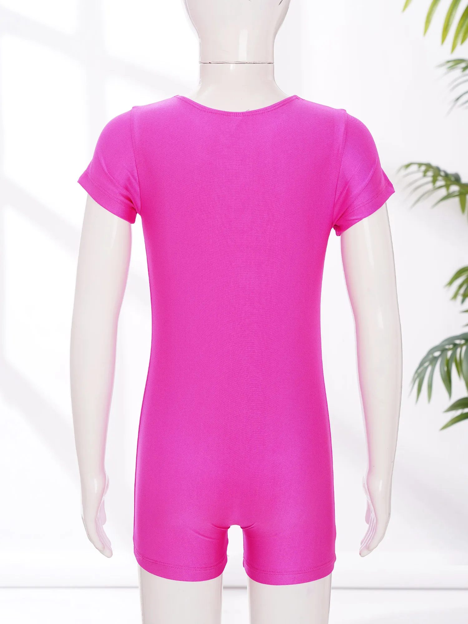 Kids Boys Girls One-piece Swimsuit Bathing Suit Short Sleeves Stretchy Ballet Dance Gymnastics Leotard Jumpsuit Unitard 4-14 Yrs
