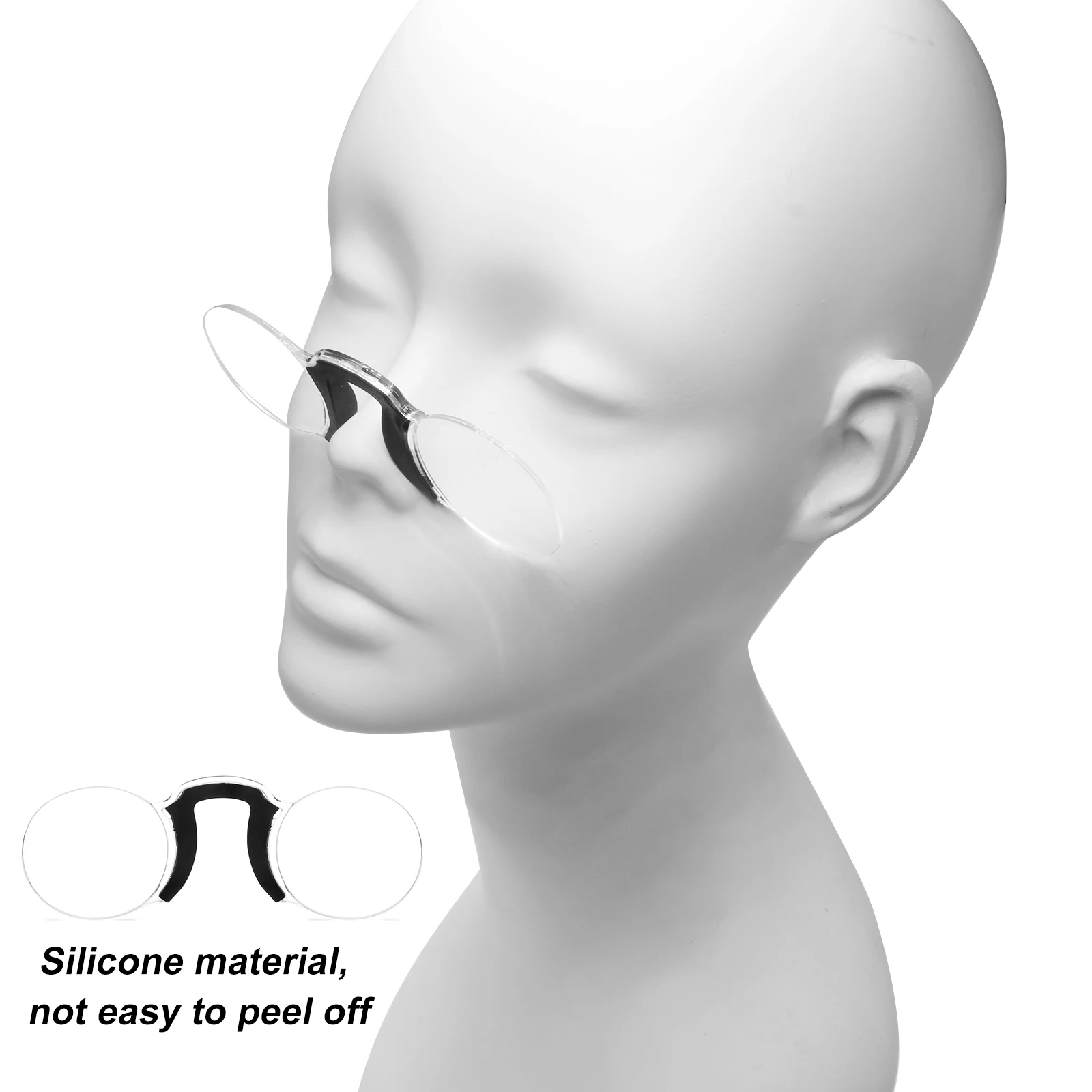 NONOR Silicone Nose Clip Pocket Reading Glasses for Men Women Portable TR Round Frameless Reader Glasses