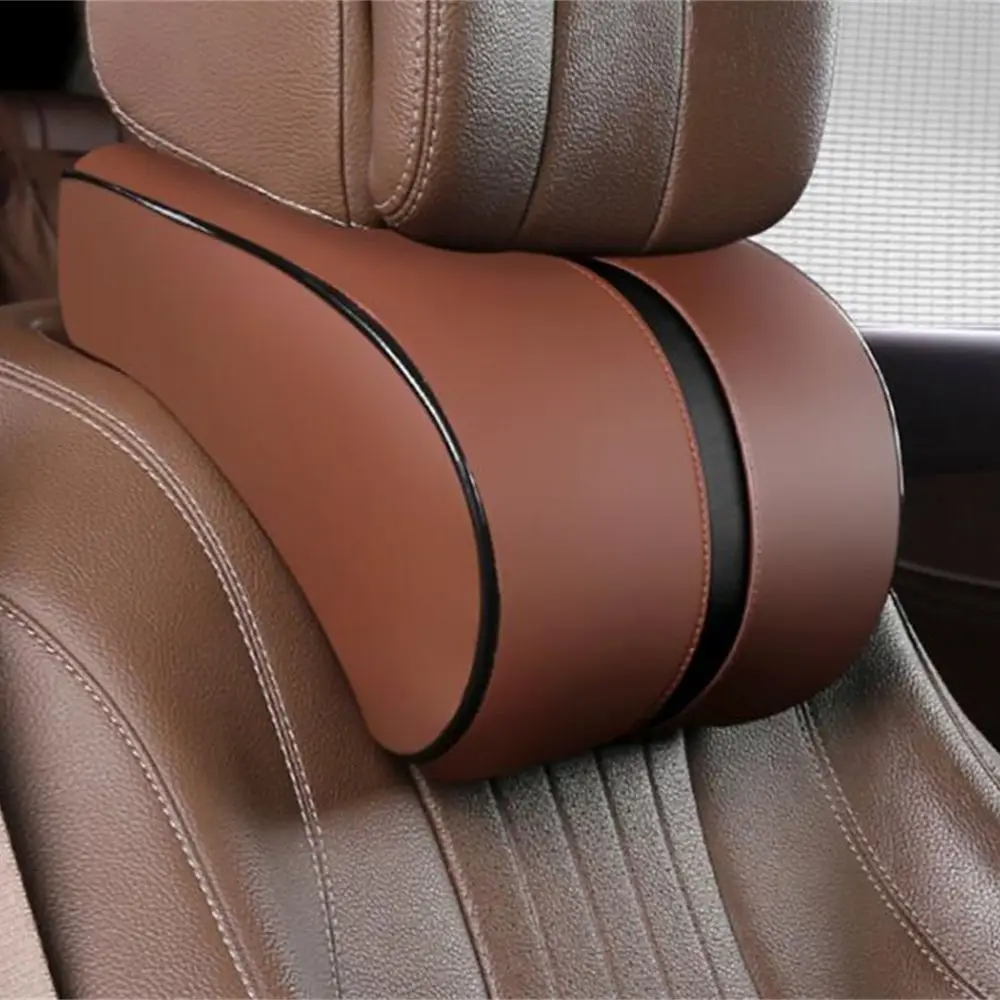 

Car Pillow Brown Head Rest Neck Rest Seat Head Safety Cushion Support Pad Memory Cotton Travelling Head Rest Holders