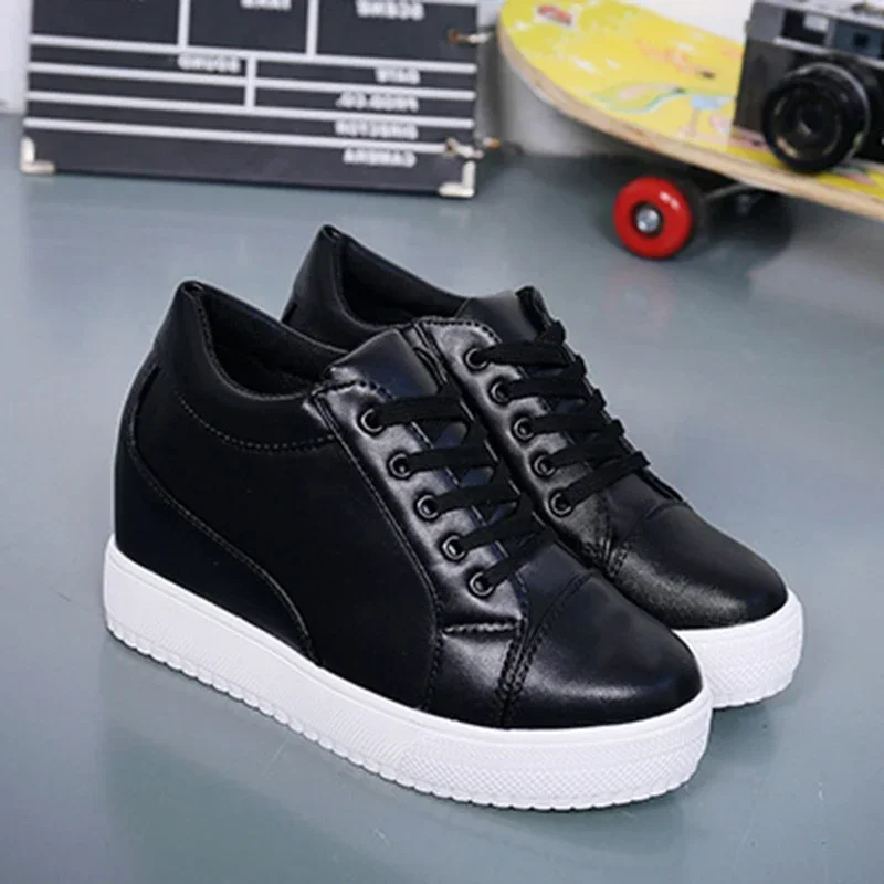 2024 White Hidden Slope Heel Casual Sports Shoes Women's Spring Sports Shoes High Platform High Heel Vulcanized Shoes 5