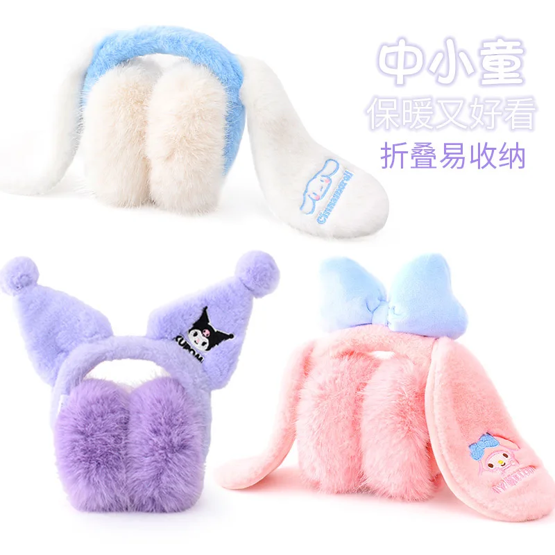 

Плюшевые наушники в стиле аниме Sanrio Kuromi Kawaii Cinnamoroll My Melody Girls, зимние теплые наушники, мультяшный подарок