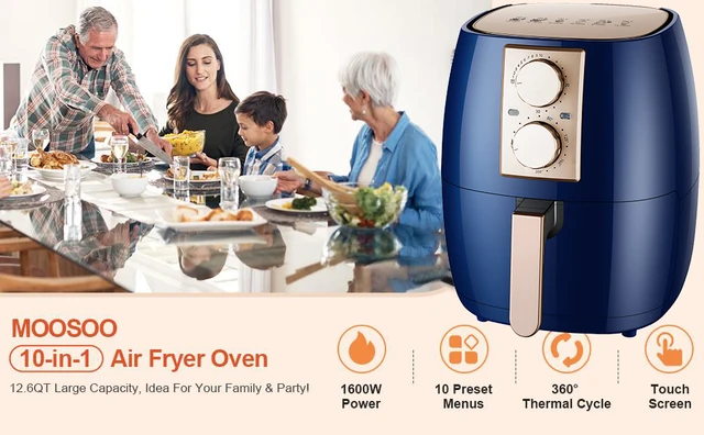 MOOSOO Air Fryer, 1600W Air Fryer Oven, 12.6 Quart Capacity, with