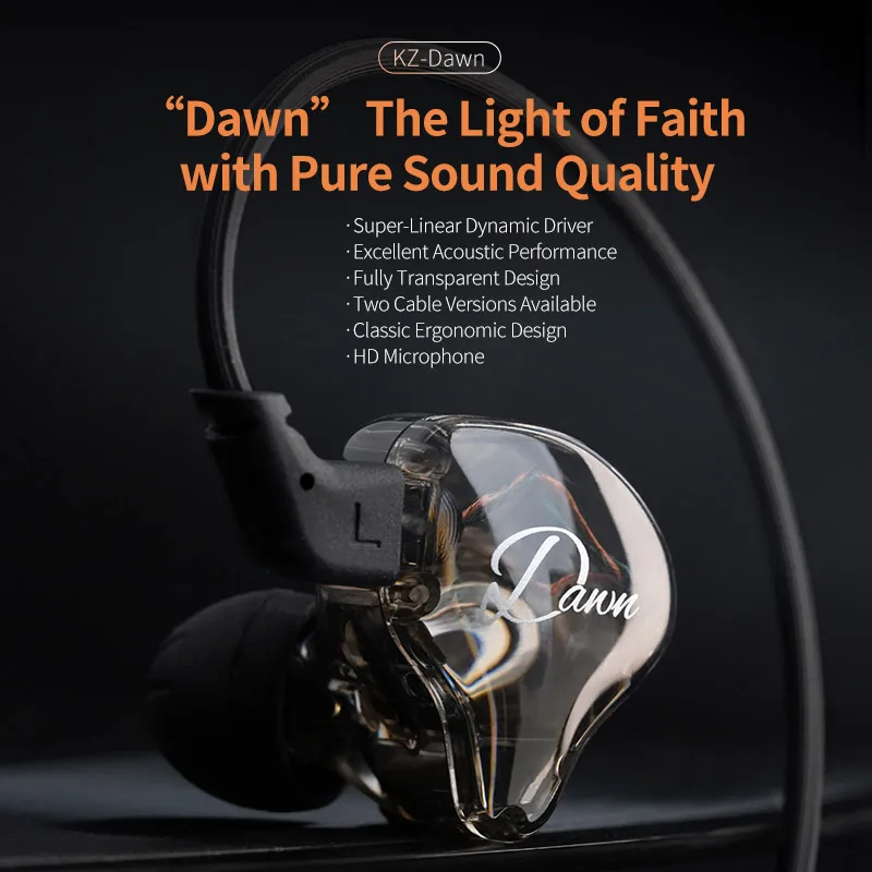 KZ Dawn High Performance Active Loop in Ear HIFI Wired Earphones, Suitable for Game Live Monitoring