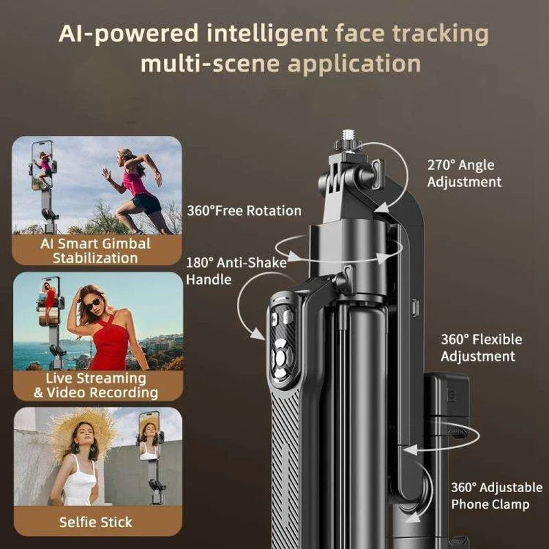 Handy-Kopfstabilisator Metall Quadrupod Bluetooth-Fernbedienung Anti-Shake Universal Dual-Light-Modelle_voghion.com