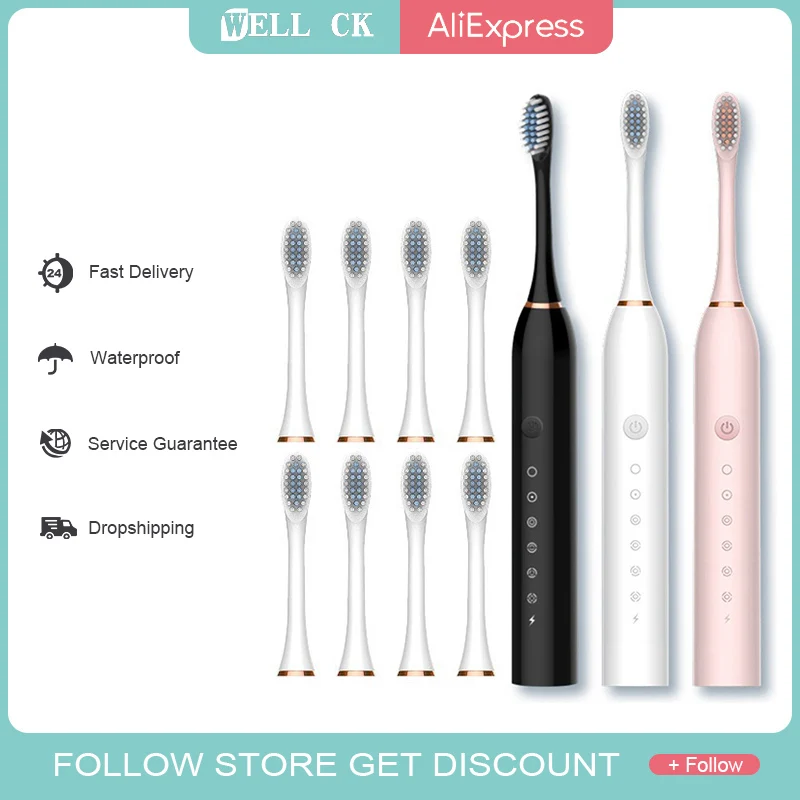 WDD-A1 Electric Sonic Toothbrush USB Charge Rechargeable Adult Waterproof Electronic Tooth 4 Brushes Replacement Heads gezhou n100 sonic electric toothbrush usb charge rechargeable waterproof electronic tooth brushes replacement heads adult