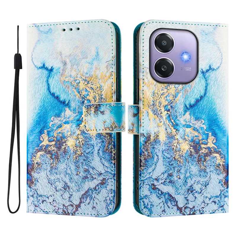 Elegant Leather Flip Cover Wallet with Magnetic Closure - Painted Cat, Flower, and Bear Design
