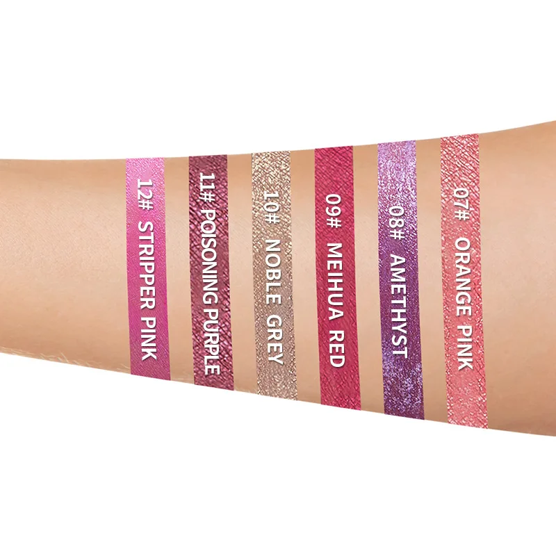 6-Farben-Diamant-Metallic-Glanz-Flüssiglippenstift, perlmuttartig, wasserfest, glitzernd, wischfest, glamouröses Lippen-Make-up_voghion.com