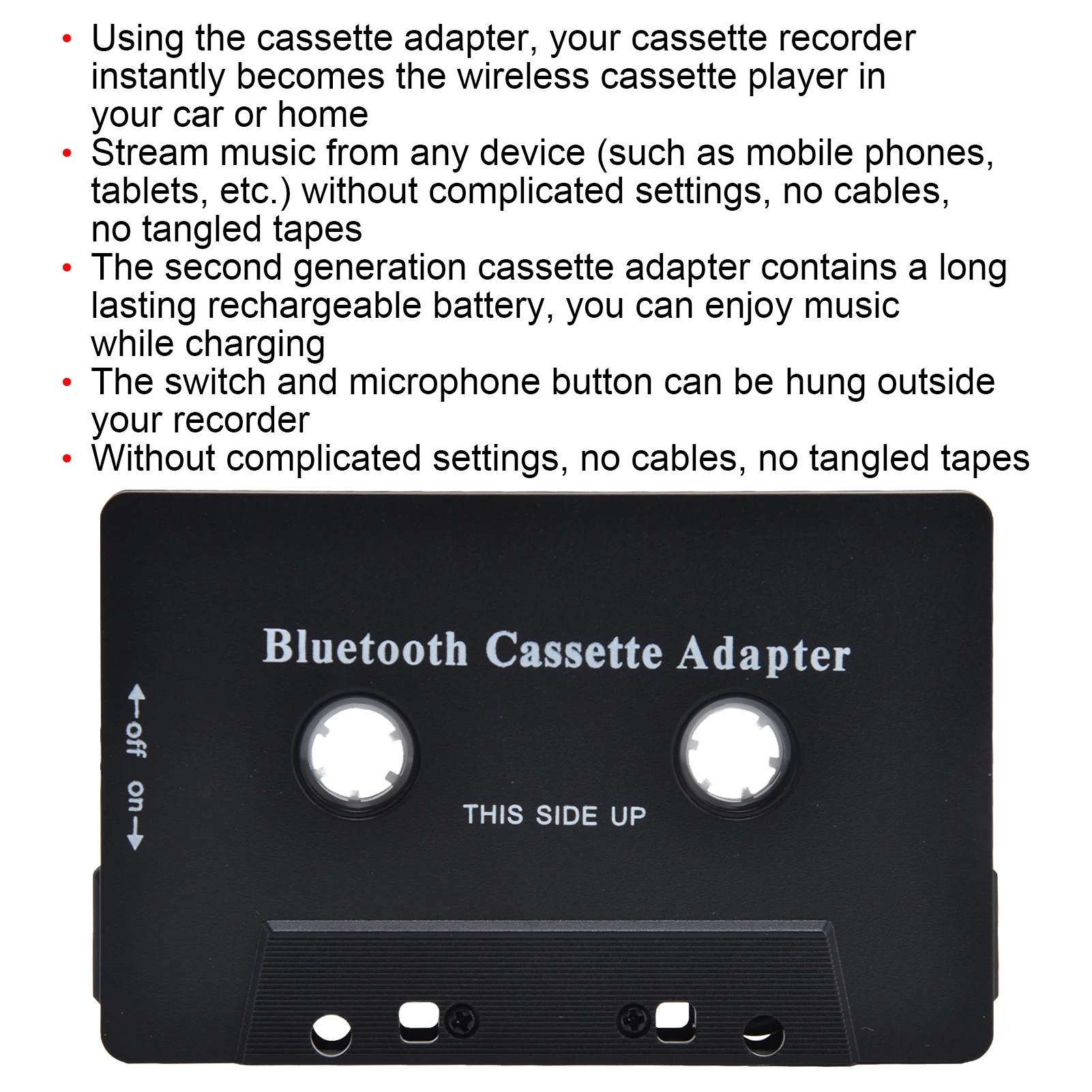 Cassette Tape Player Vhs Cassette Adapter Wireless Car Cassette Player Adapter Car Cassette Receiver Converter USB Cable HT