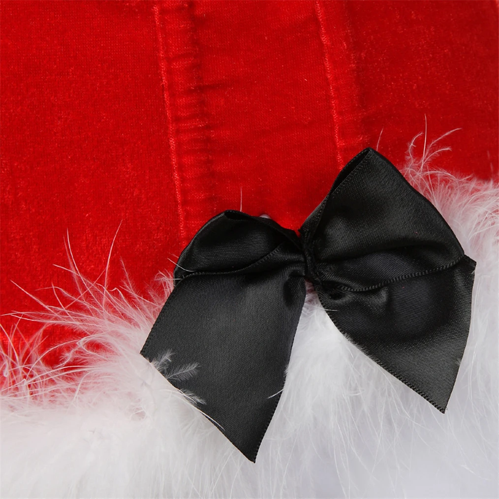 Sexy Red Black Velvet Dress Cosplay Santa Claus Costume Outfit ,New Women Sexy Christmas Lace Up Erotic Costume Party Lingerie