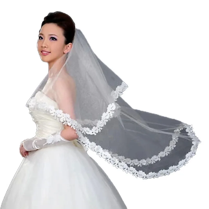 

Fashion Short Bridal Veil White Ivory For Wedding Party Tulle