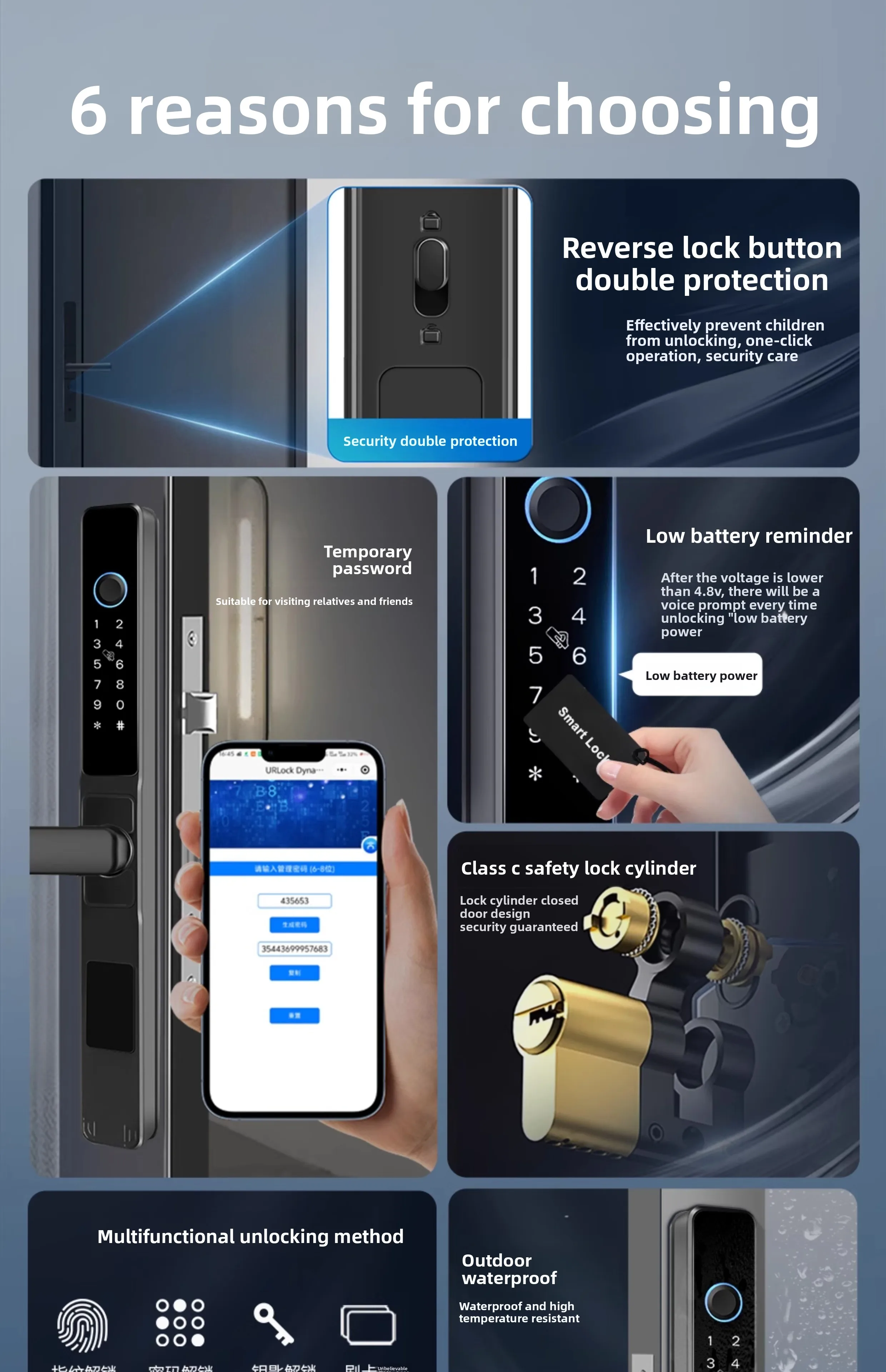 Broken Bridge Aluminum Outdoor Waterproof Intelligent Door Lock Fingerprint Lock