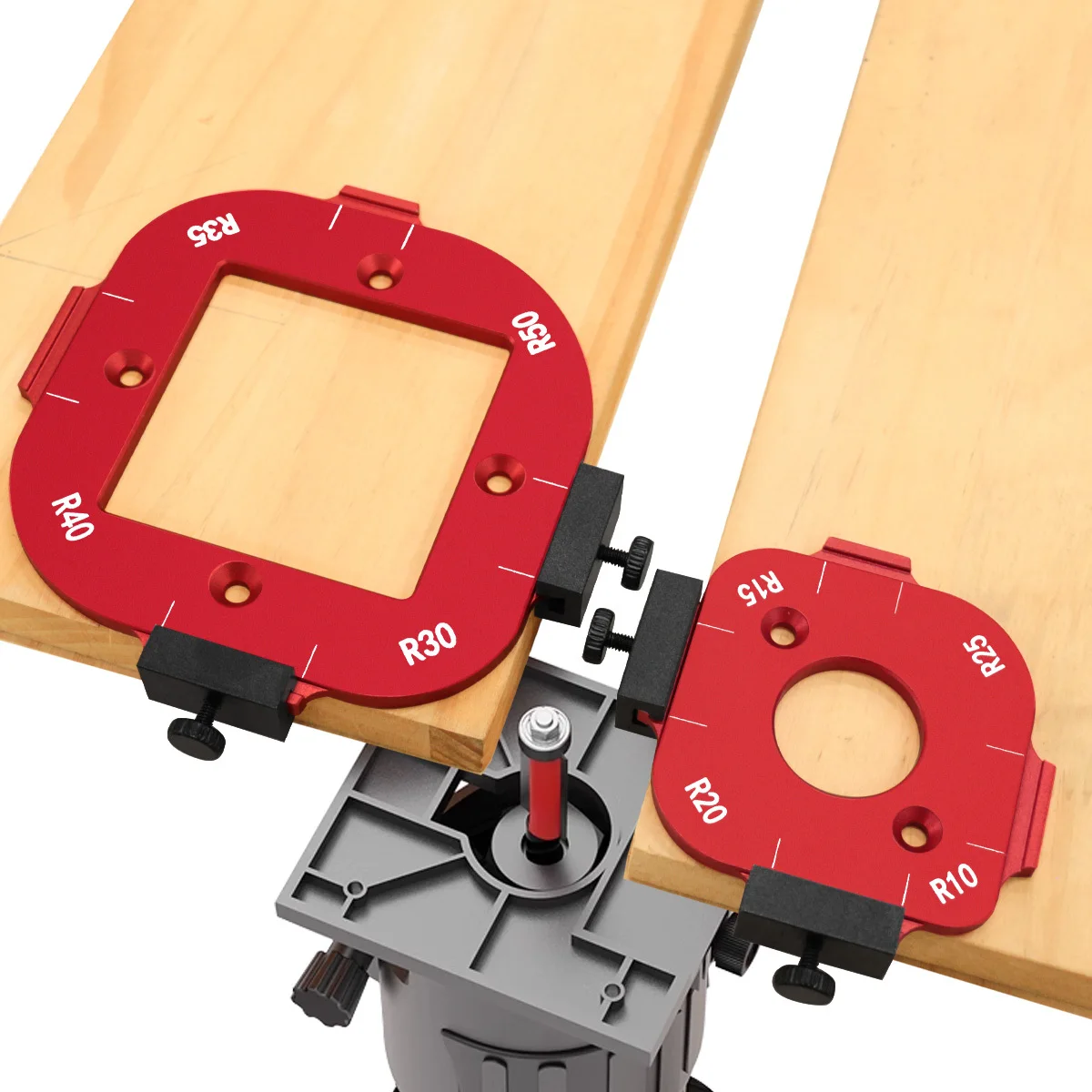 Aluminum Alloy Round Corner Radius Template Set R10-R50 Router Table Jig for Woodworking Arc Cutting Aid with Removable Clip