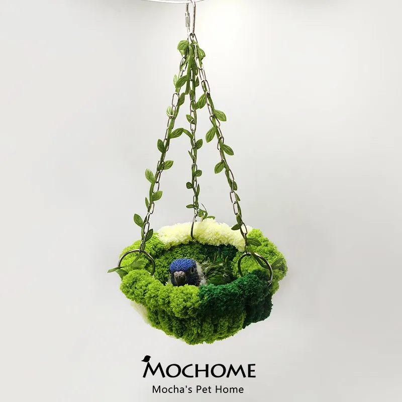 bird house bird cage bird nest Parrot Bird Hanging Bed Phoenix Tiger Skin Peony Special Rest and Play Bird Nest Metal Plush Hanging Bed