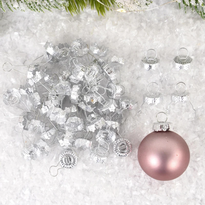 Christmas Decorations 50/100pcs Round Christmas Ornaments Caps Gold Silver Removable Metal Hangers DIY Xmas Balls Hanging Hats for Home
