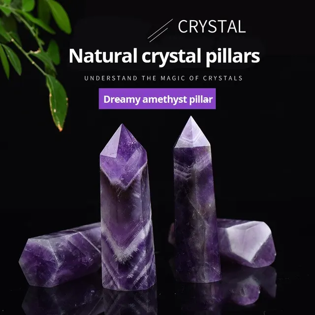 Fantasy Quartz Hexagonal Wand Dream Amethyst Crystal Column Healing Stone Energy Purple Crystal Office Desk Decoration