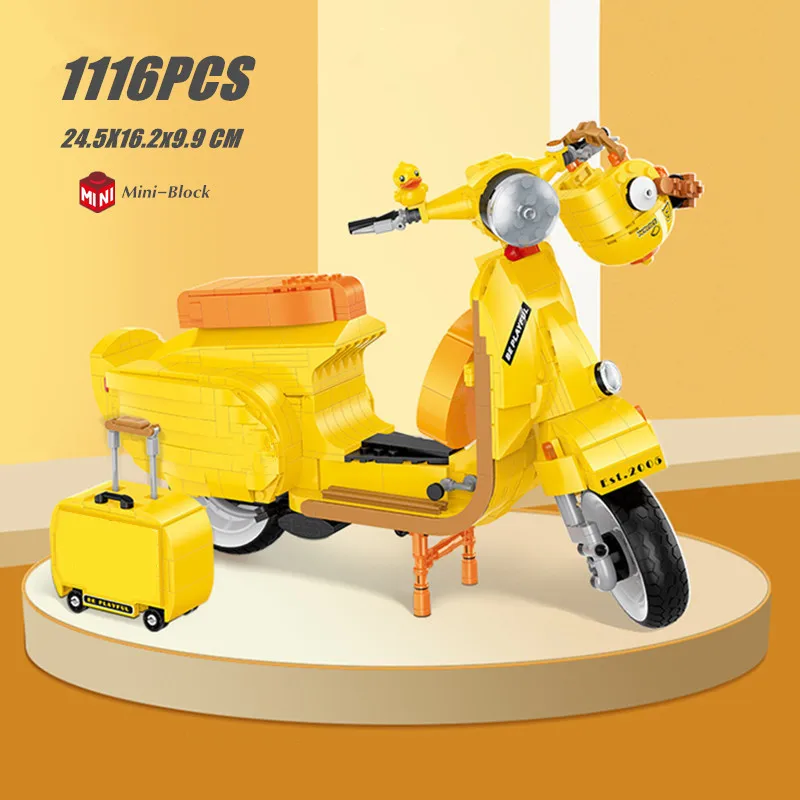 

Технический мотоцикл Vespas, Римский праздник, мотоцикл, знаменитые идеи, мини-блоки, строительные блоки, кирпичи, модель, игрушка, детский подарочный набор