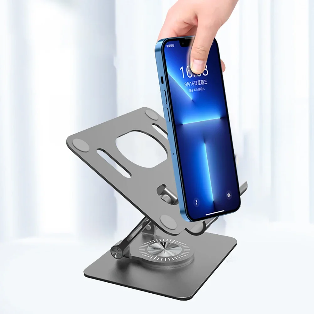 Tablet Holder Foldable 360 Degree Rotating Hollowed Anti Slip Height Adjustable For 4.7-12 Inch
