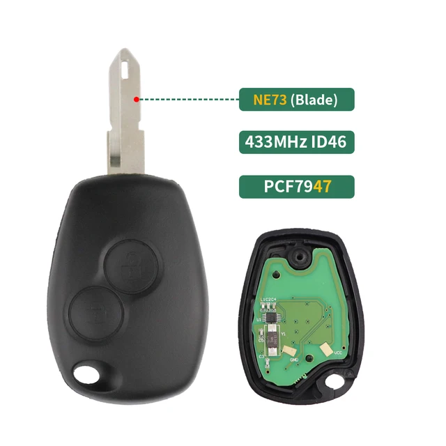 กุญแจรถระยะไกลสำหรับ Renault trafic Duster Master Modus CLIO 3 twingo movano Dacia Logan Sandero kangoo 433MHz ID46 PCF7946/47 4