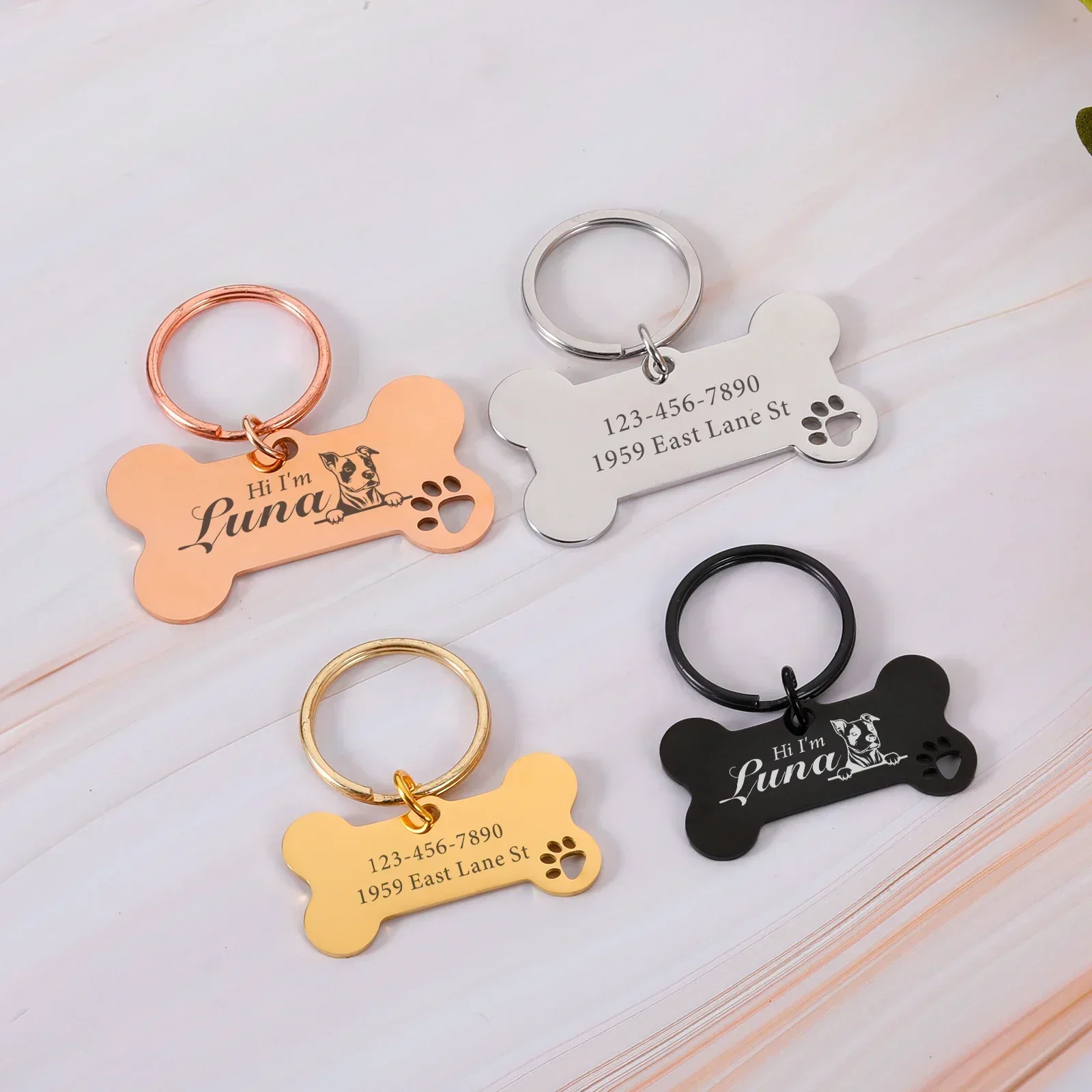 Pet Id Tags Dog Collar Tags Pet Id Medal Pendant Customized Dog Collar Tag Color Bone Pendant for Dog Medal Engraving Name Personalized Number Kitten Puppy Accessories