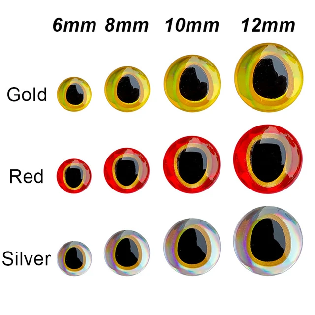 3D-Holographic Fishing Lure Eyes For Fly Tying Stickers 6mm 8mm 10mm 12mm  Artificial Fish DIY