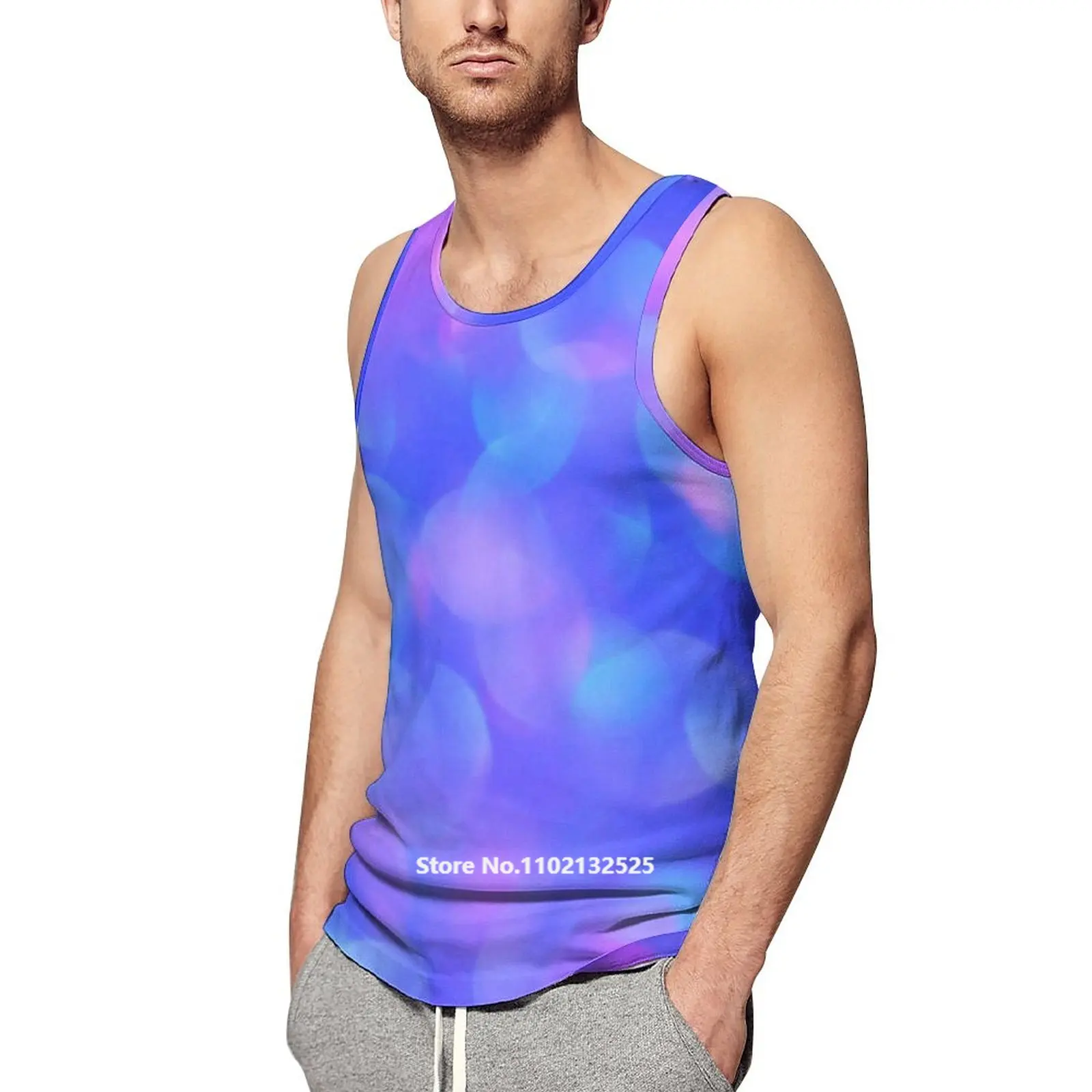 

Summer Colorful Feather Pattern Tank Top for Men 3D Print Sleeveless T Shirt Vest Crew Neck Streetwear