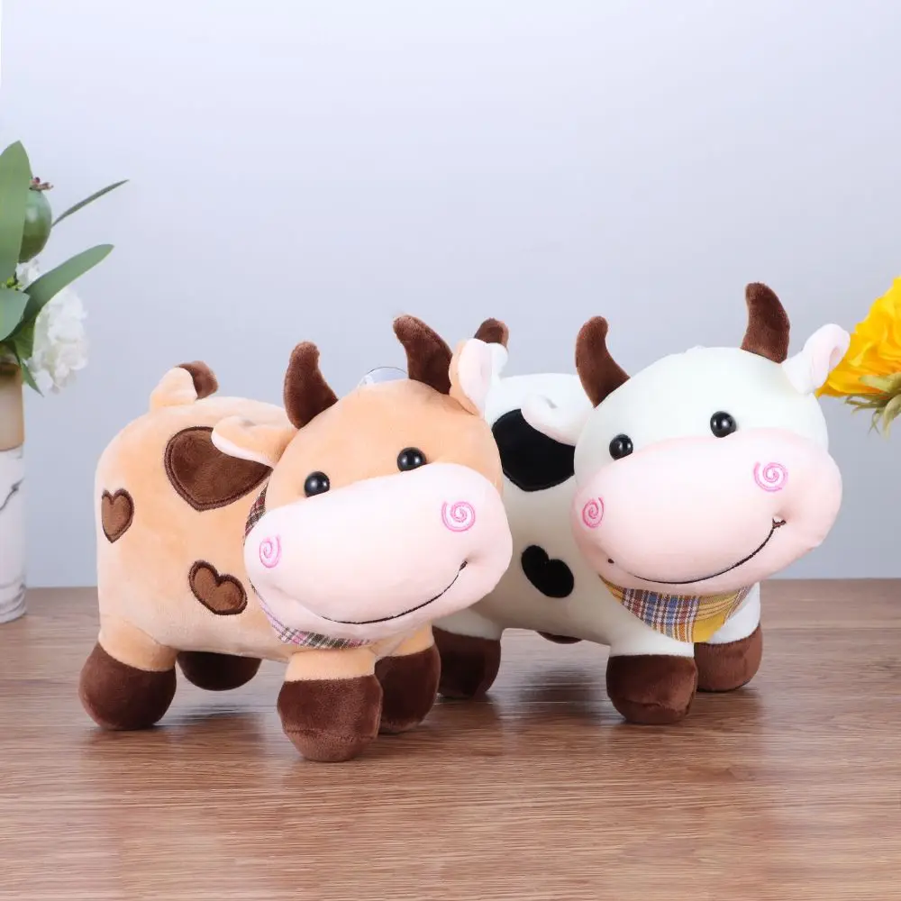 

28 см Kawaii супер мягкие и плюшевые животные плюшевые игрушки икры с шарфом Булл кукла маленький цвет корова Кукла