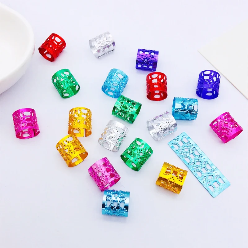 10X12Mm Alluminio Hollow Extension Hair Braid Ring Dreadlocks Bead Mix Color 90Pcs Hair Ring African Twist Girls Hair Styling
