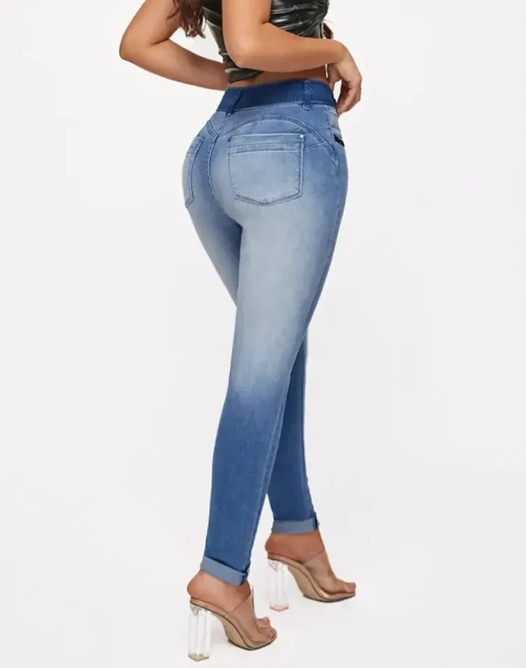Women's Jeans Trousers 2024 Spring/summer Latest Casual Style Commuting Chic Button Pocket Ripped Washed Zipper Tight Jeans