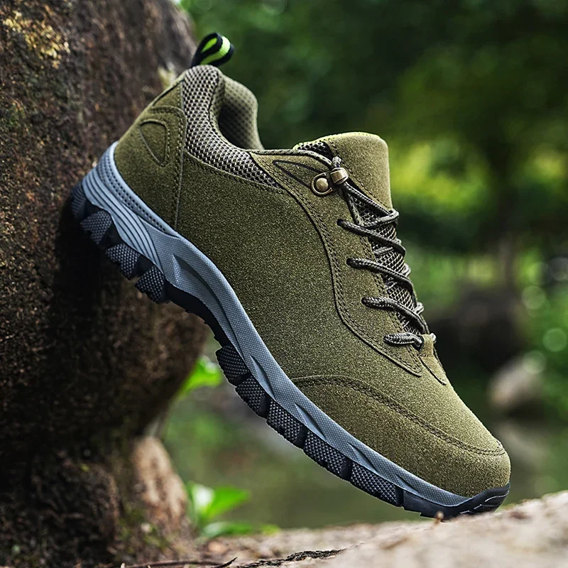 

Men's Hiking Shoes Brand Suede Leather Men Sport Shoe 2024 Outdoor Climbing Hunting Sneakers Wear-resistant Tactical Zapatillas