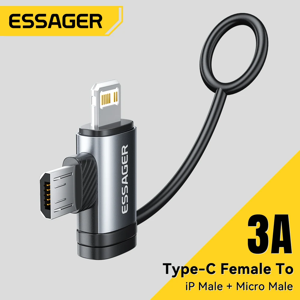 에사저 2-in-1 라이트닝/마이크로 USB 어댑터 고속 충전 USB 타입 C 여..