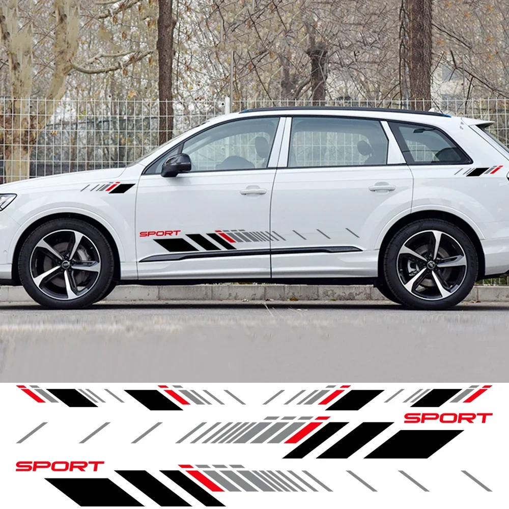 アウディQ72016-2019ステッカーフィントリムストリップ2pセット Car Door Sticker Trims Graphic Exterior Decals Sport Tuning