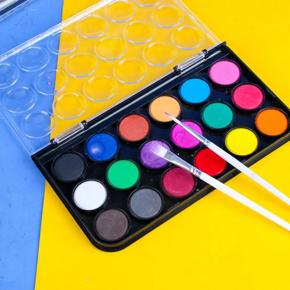 12/18/24/36Colors Solid Watercolor Paint Set Metallic Glitter Plastic Box Watercolor Pigment Painting Pigment Set Students 4