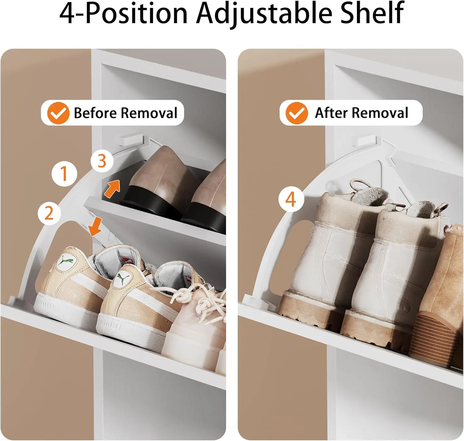 Shoe Storage Cabinet, Wood Shoe Organizer for Entryway with 3 Flip Drawers, Freestanding Shoe Rack with Adjustable Shelf, Narrow