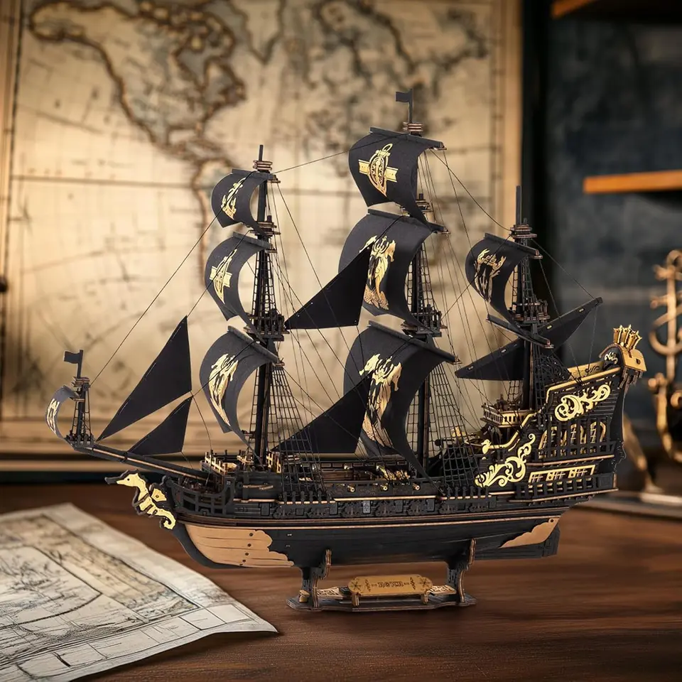 3D Wooden Seahorse Barque Model Kit for Adults