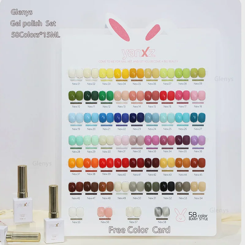 

Glenys Popular Rabbit 58 Color nail polish Gel Nail Enhancement Set Exclusive for Store Opening 2023 High end Net Red Pop Color