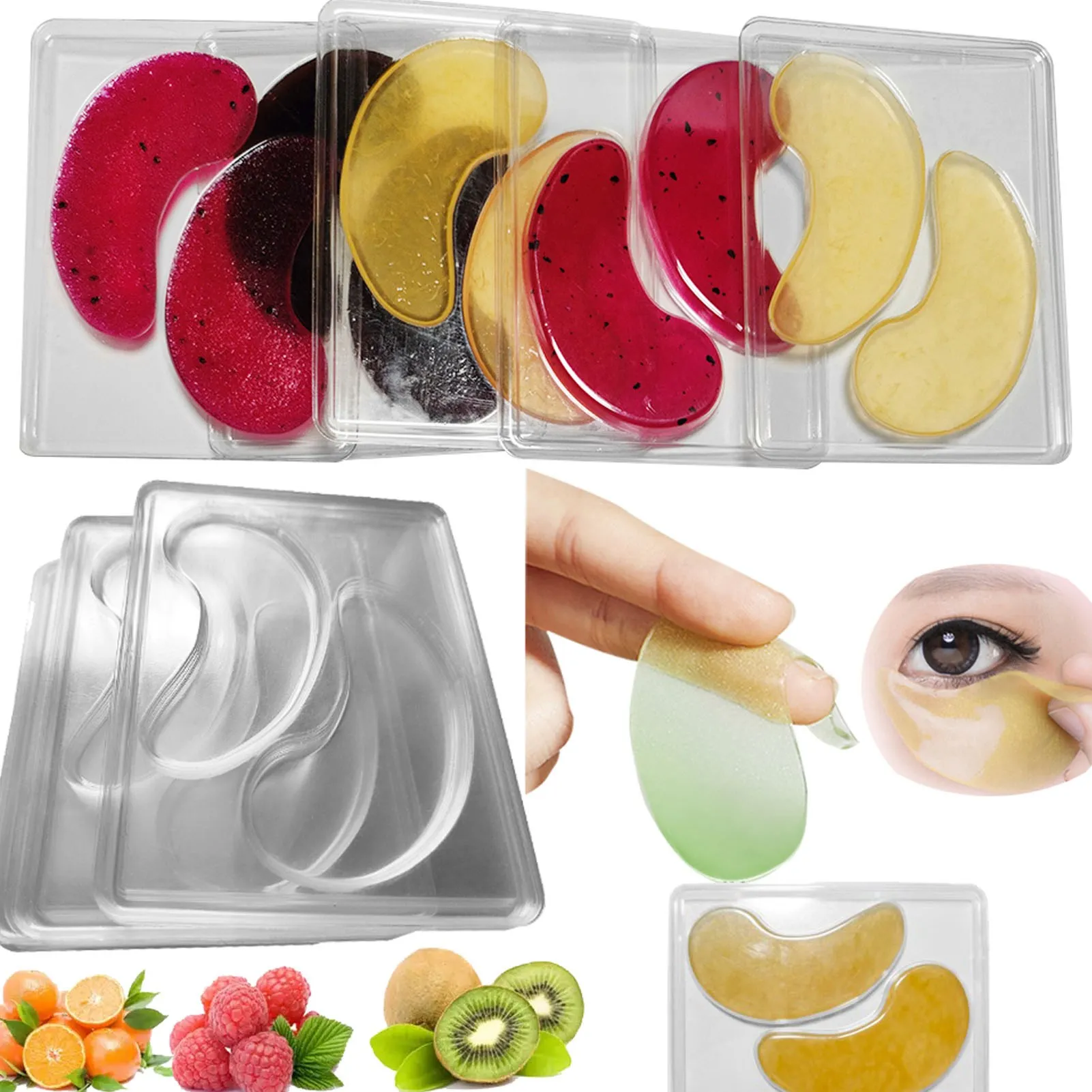 12pcs/lot Portable Reusable Eye Mask Patch Tray Plate Transparent DIY Eye Mask Mold for Fruit Vegetable Mask Natural Collagen