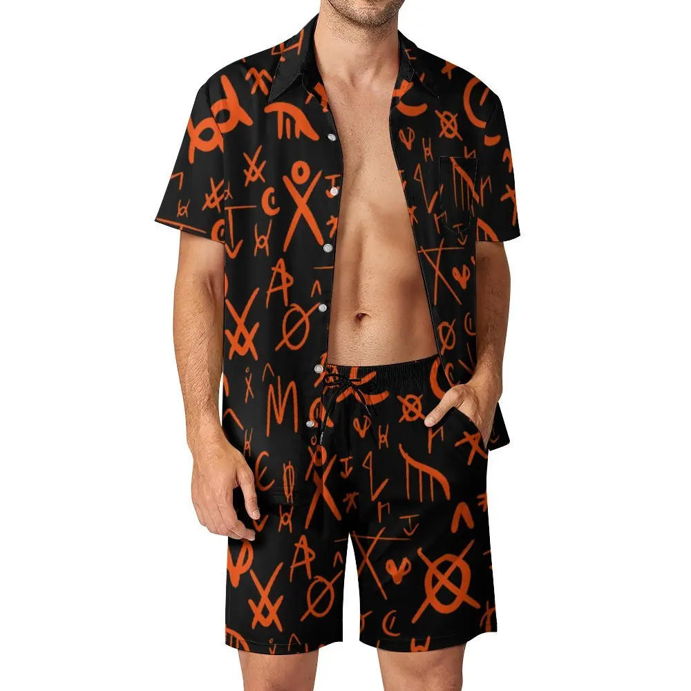 

God Of War Runes 17 Men's Beach Suit 2 Pieces Pantdress top Quality Funny Graphic Leisure Eur Size