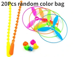 Colorful Bamboo Dragonfly Hand-Push Flying Toys - 20-Piece Party Favor Set (20PCS)