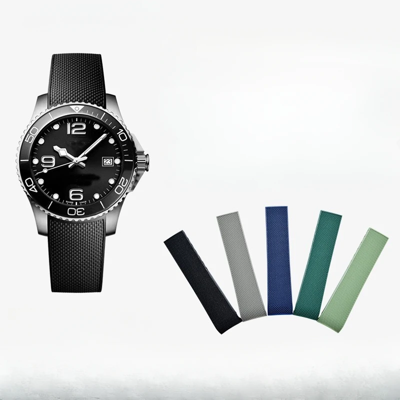Per Longines Conquest 21Mm Sostituisci Cinturino Con Fibbia Pieghevole In Gomma Con Strumento Silicone Diving L3.742/781 Accessori Sportivi Da Uomo