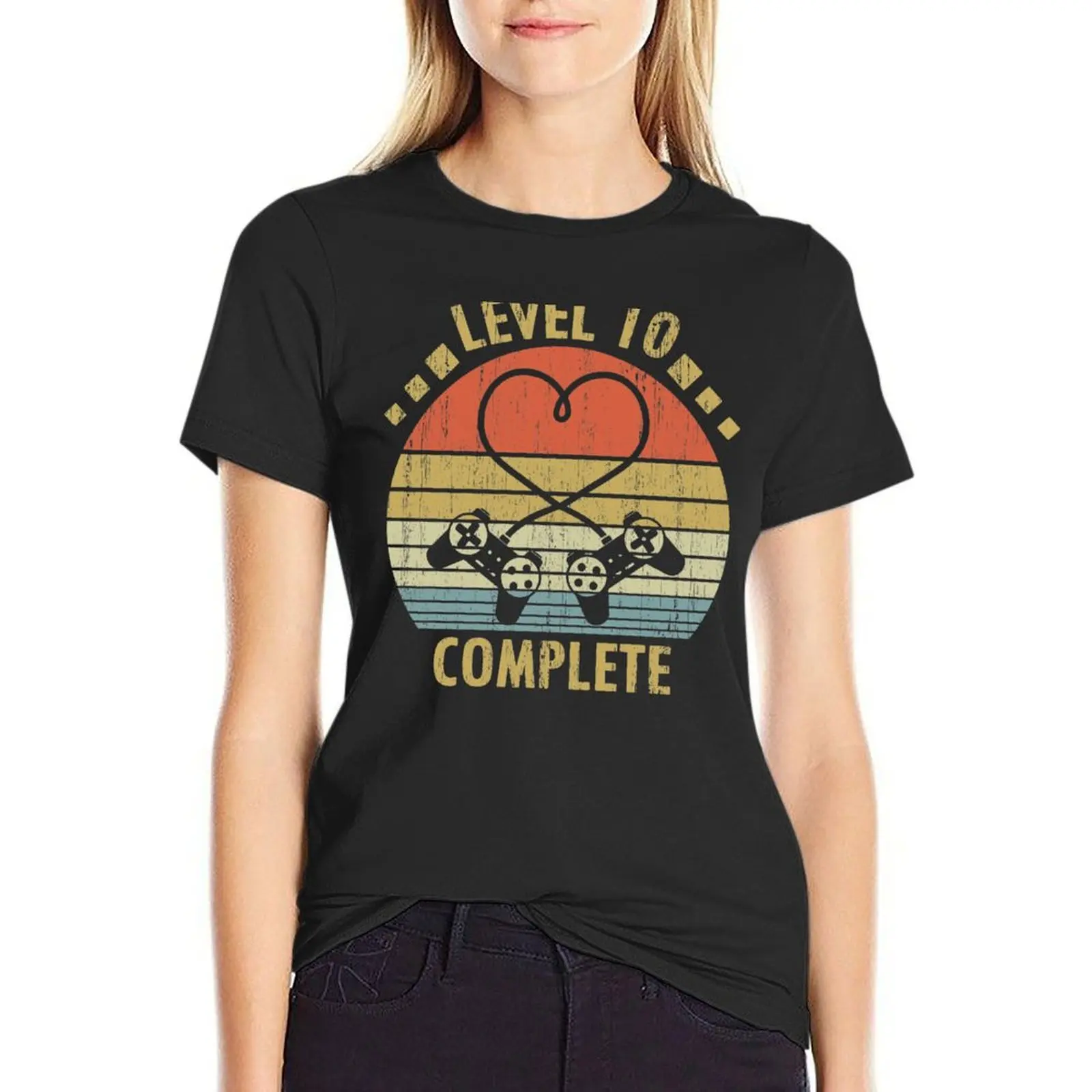 

Level 10 Complete - 10th Wedding Anniversary Gift Video Gamer T-shirt tees oversized workout shirts for Women