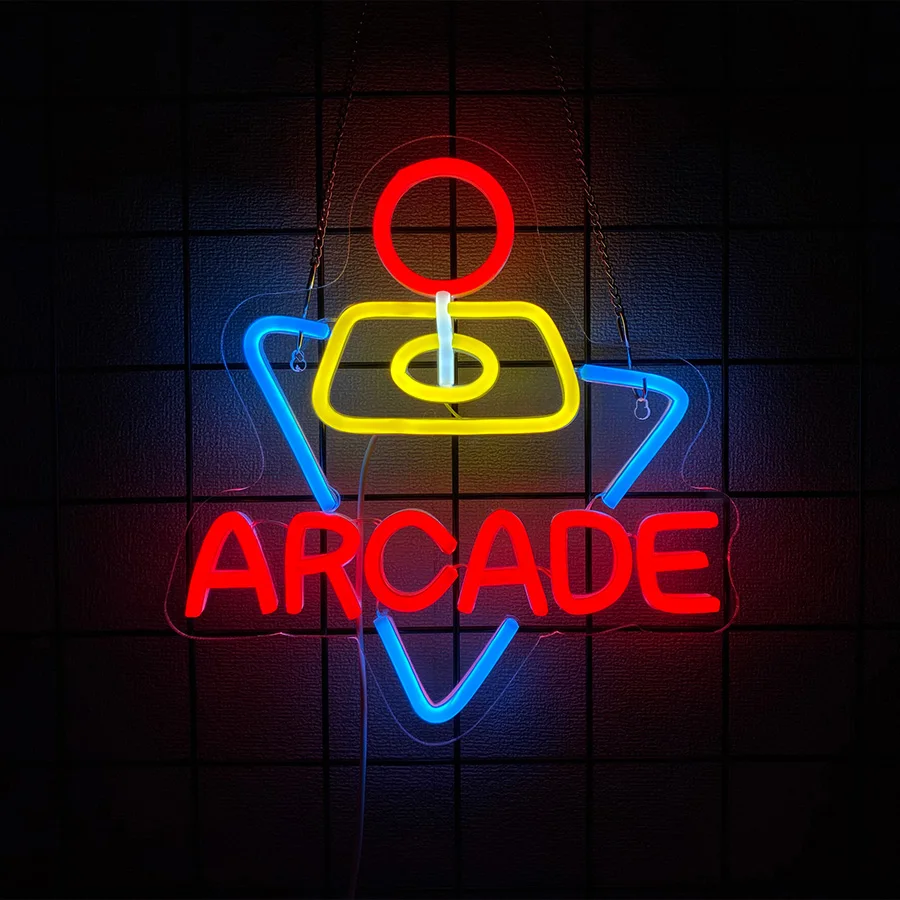 Neon Arcade Wall Decor Sign – Vibrant Lighting for Game Rooms, Man Caves, Bars, and More, USB Powered