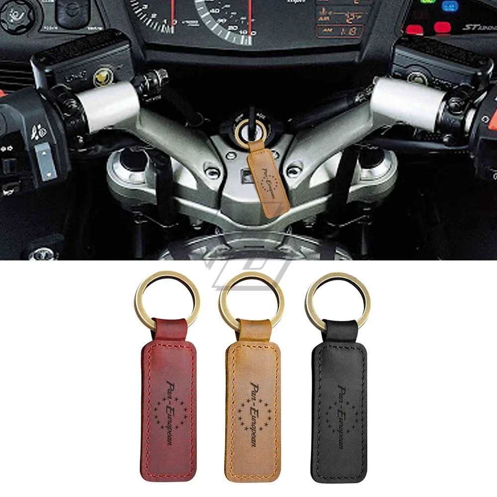 

For Honda ST1100 ST1300 Pan European Keyring Motorcycle Cowhide Keychain Key Ring