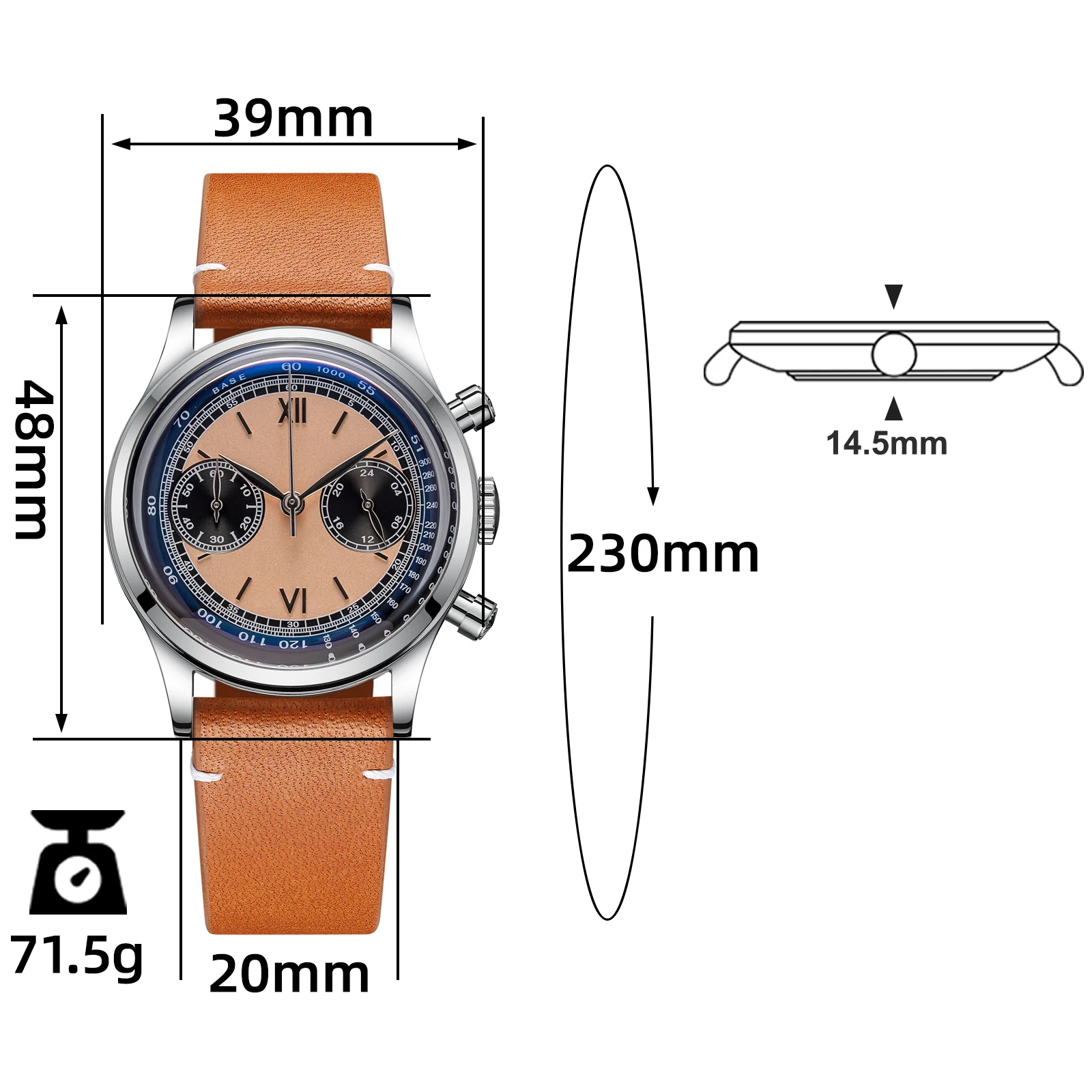 ADDIESDIVE 38MM Men Quartz Watch Multifunctional Chronograph 60min AD2037 Watches 100m Waterproof Bubble Mirror Glass Wristwatch