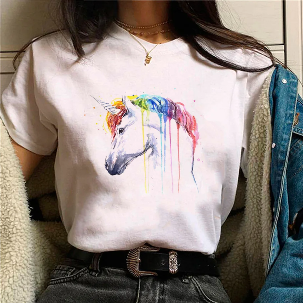

Horse Tee women comic Y2K funny tshirt girl 2000s Japanese comic clothing