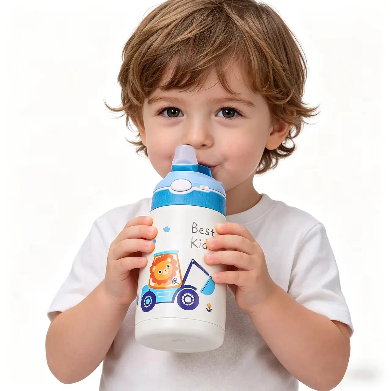 Children's 14oz Insulated Stainless Steel Water Bottle with Straw - BPA-Free