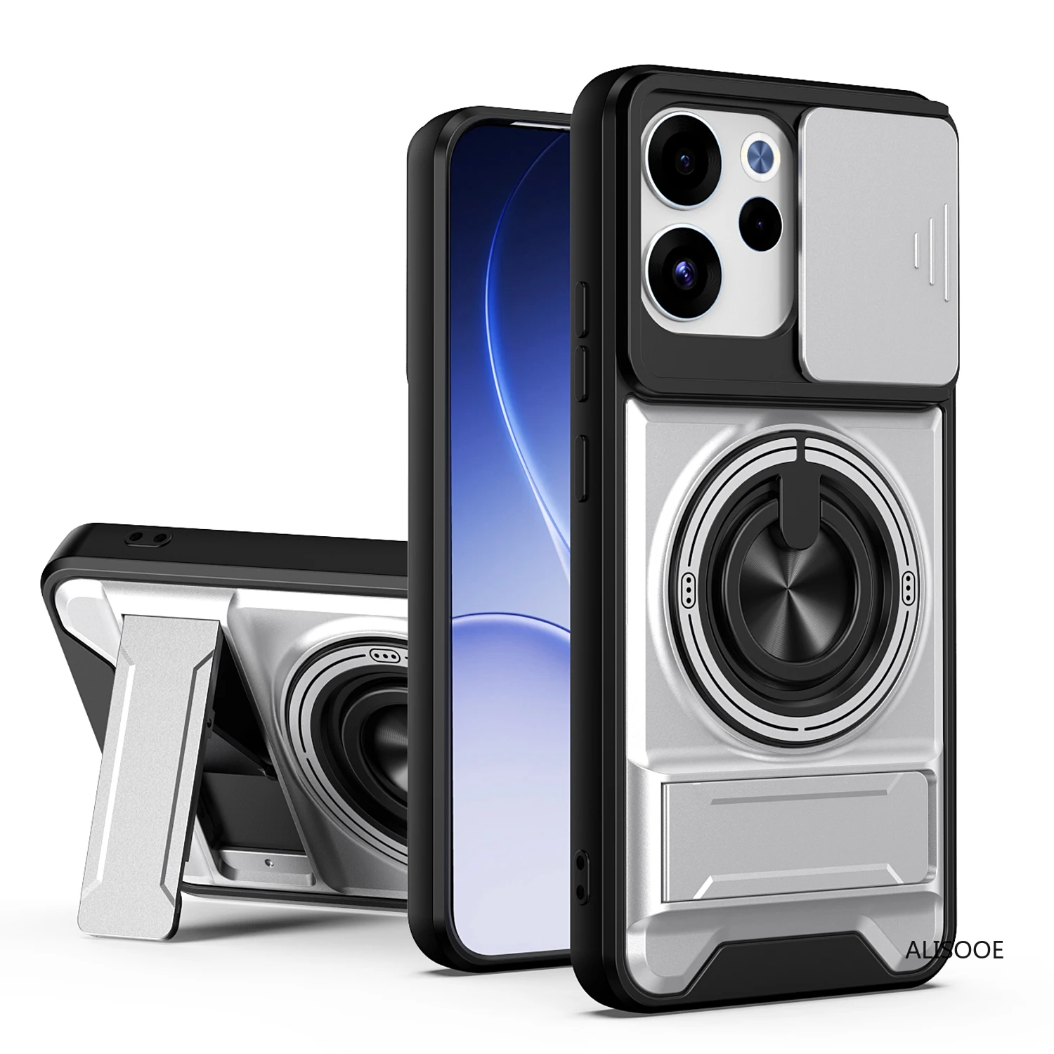 Rotatable Slide Camera Protection Ring Stand Shockproof Phone Case Cover